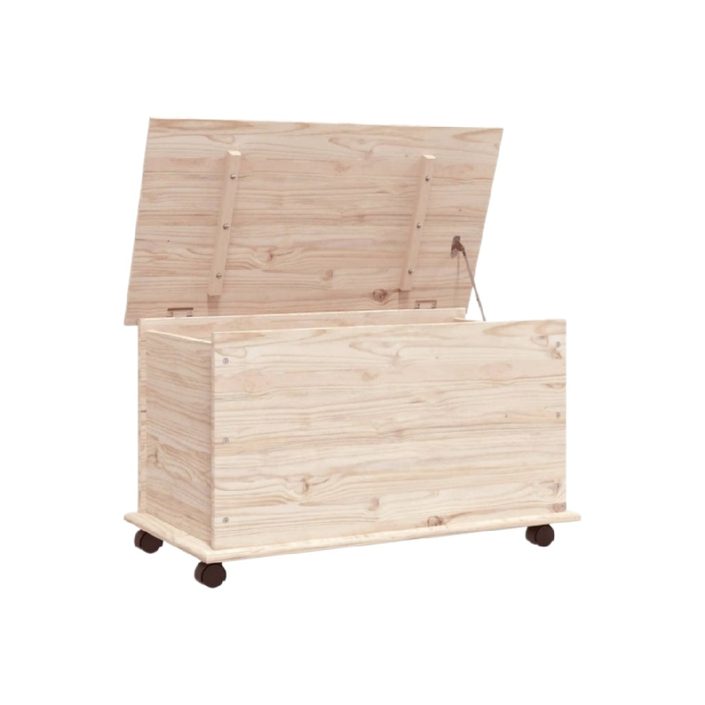 Coffre de rangement en bois d'épinette pour intérieur sur roulettes - 100 x 50 x 50